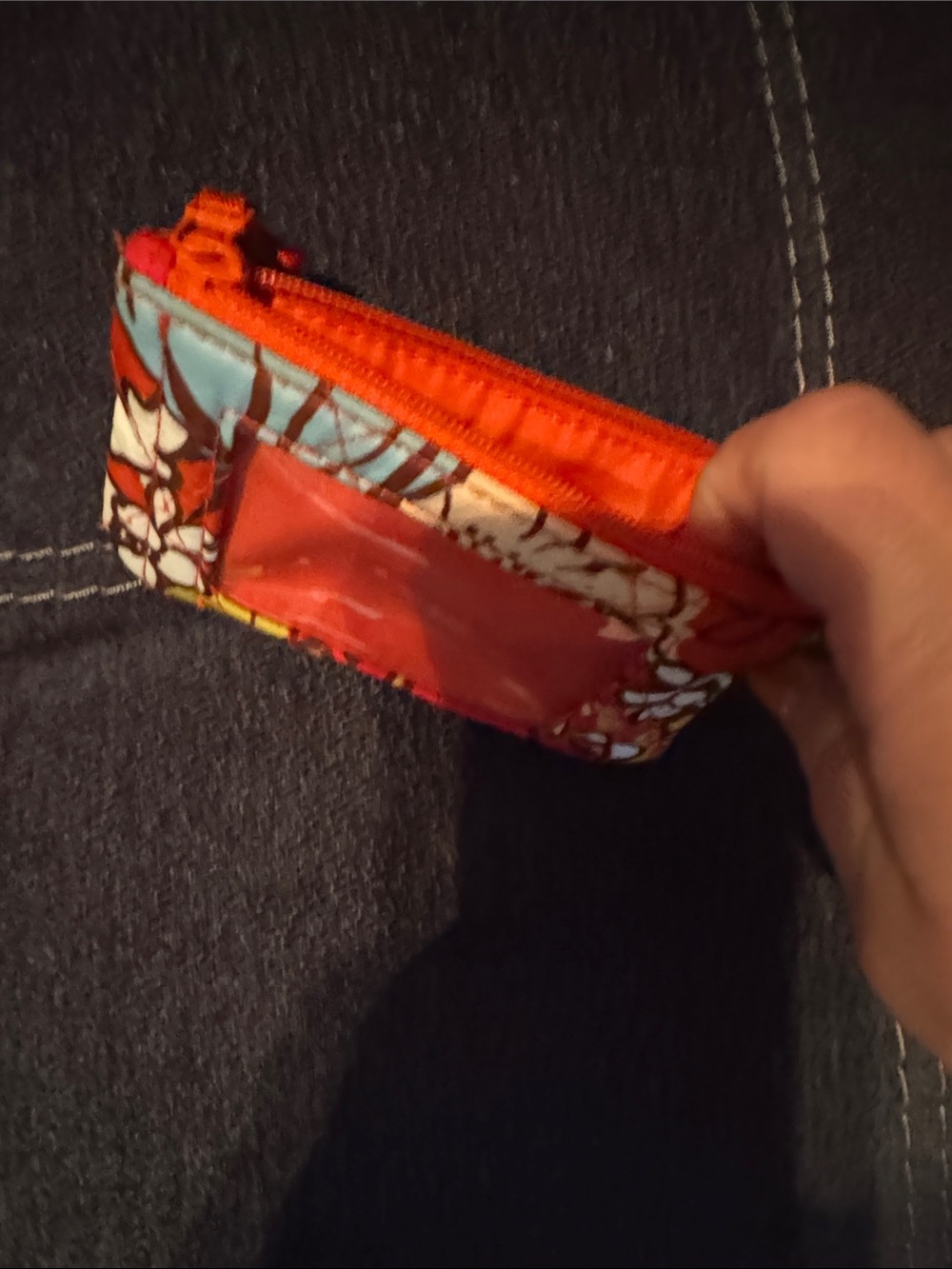 Orange Floral Zipper change Pouch
